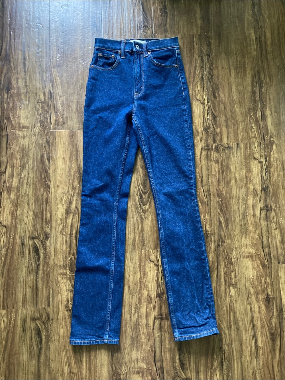 Abercrombie & Fitch High-Rise Slim Straight-Leg Jeans Size 00 Dark Wash Fall